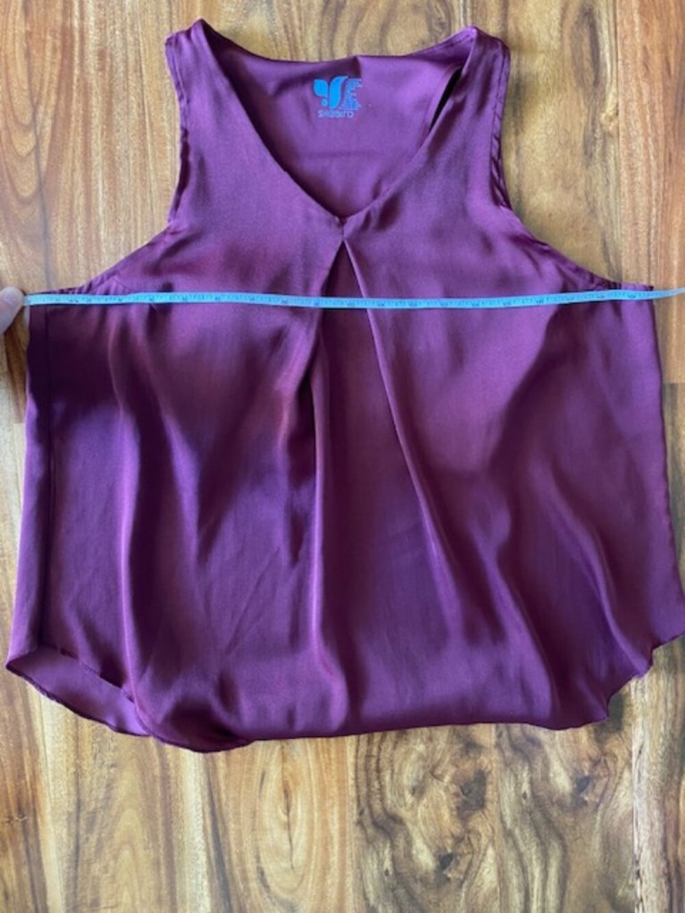 SheBird Stella Satin V-Neck Bra Blouse, Maroon - Picture 6 of 7